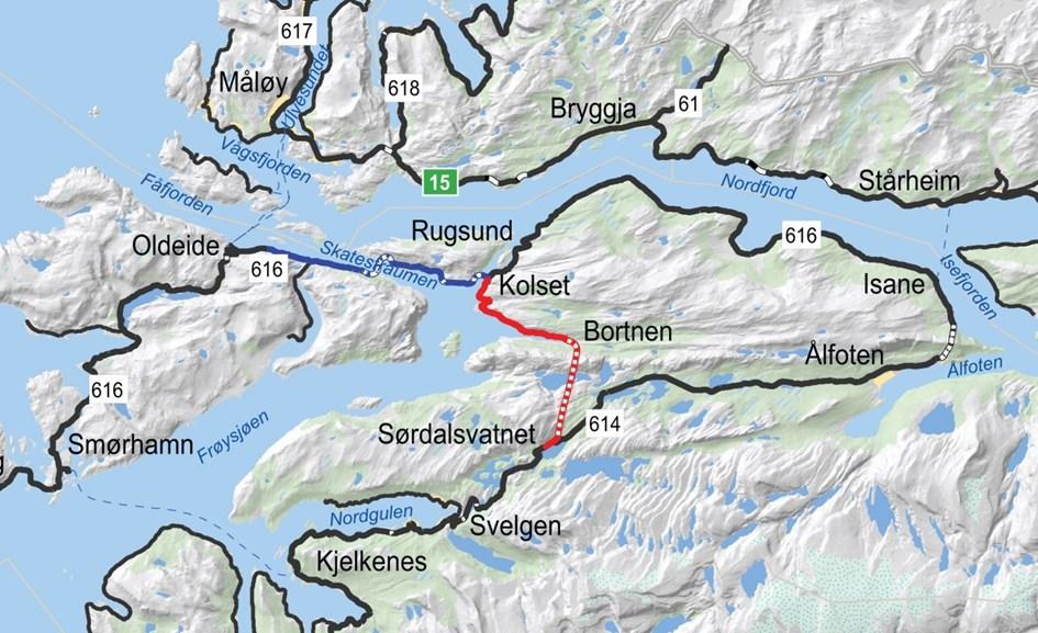 Side 2av 5 Problemanalyse Det har vore ein føresetnad at ferjesambandet Smørhamn - Kjelkenes skulle leggjast ned når vegsambandet Kolset Sørdal (Bremangersambandet II) opna.