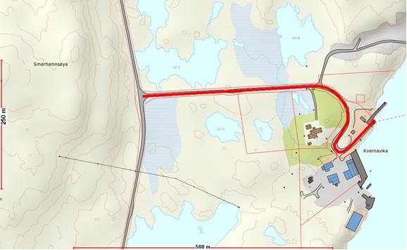 Side 3av 5 Det er ikkje planlagt å ha rutegåande trafikk frå Kjelkenes. Statens vegvesen foreslo å nedklassifisere vegen til ferjekaien til kommunal veg.