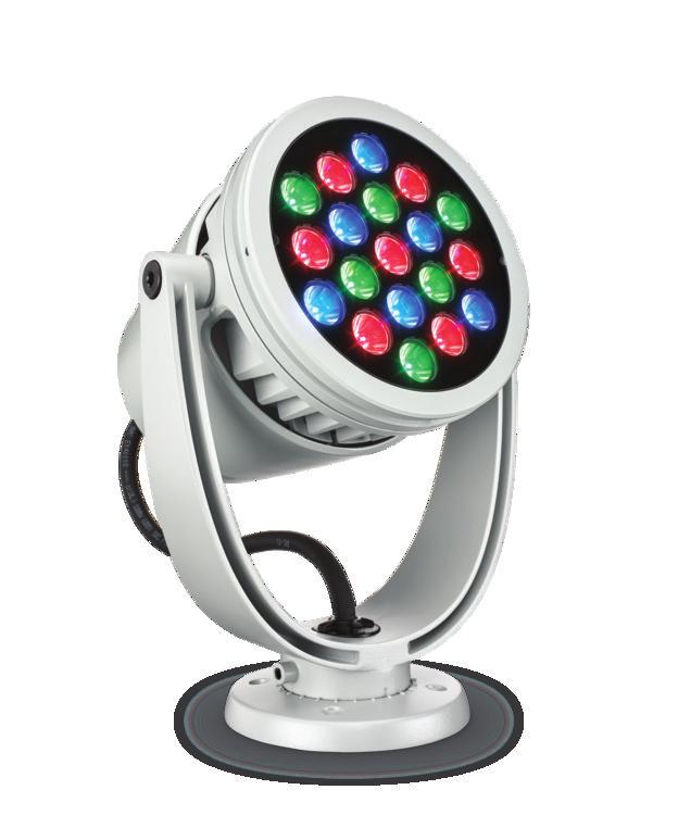 og kan brukes både til dynamisk uplight-belysning, flombelysning og dekorativ belysning.