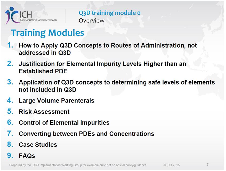 Referanser /nyttige lenker ICH Q3D Guideline on elemental impurities, EMA/CHMP/ICH/353369/2013 Implementation strategy of ICH Q3D guideline,