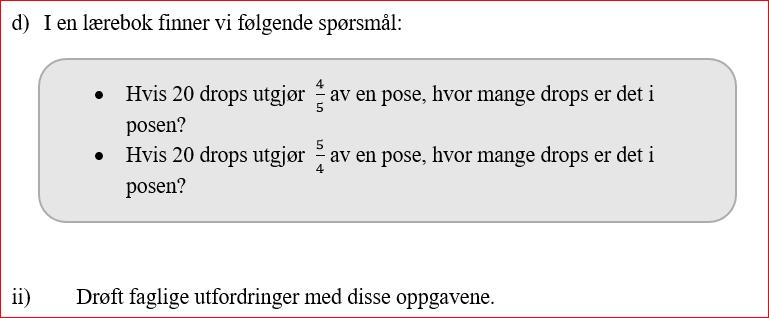 helheten/enheten ikke er gitt. Kandidaten gir en mangelfull drøfting, for eksempel påpeker bare en aktuell utfordring.