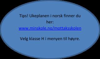 Andre lekser, norsk (se på ukeplanen i norsk) a) Les 30 minutter høyt på norsk hver dag.