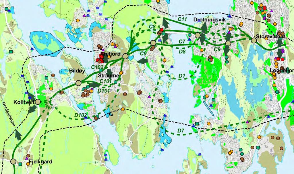 Funksjonsblanda område og andre bygde område Mellom Storavatnet og Drotningsvik ligg det fleire funksjonar som trykkeri, bilforhandlar, matbutikk og bensinstasjon.