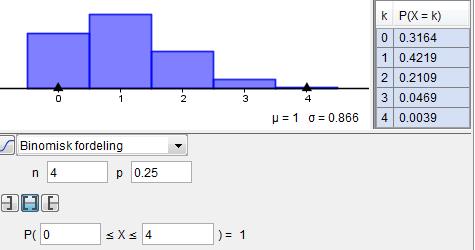 I eksemplet ovenfor er P 3 4 4 3 3 7 0,4 3 4 4 4 3 Ett riktig svar PX 0,5 0,75 og 4 4! 3 4 3 9 7 PTo riktige svar PX 0,5 0,75 0,!