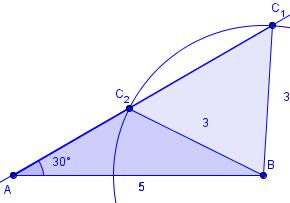 .7.3 Utfordring I denne oppgaven får du bruk for at sin30 1 I trekanten ABC er A 30, AB 5 og BC 3.