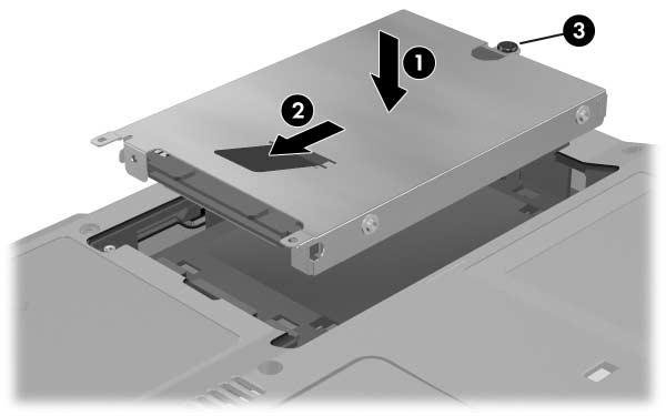 Maskinvarekomponenter Slik setter du inn en harddisk: 1. Sett harddisken inn i harddiskbrønnen på undersiden av maskinen 1. 2.
