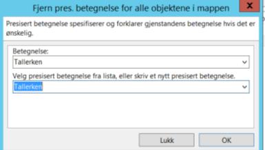 5. Skriv: Tallerken i feltet «Betegnelse» og Tallerken i feltet «Velg presisert betegnelse fra lista, ( )», og trykk «OK», se bilde under 6.