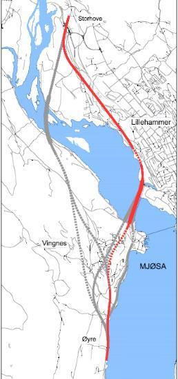 Gjennom Vingnes er ny E6 lagt i tunnel med lengde ca 1435 meter. Tunnelportalen i sør er lagt sør på Riselandet.
