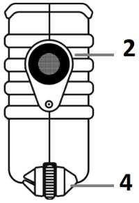 5 - Sett ovenfra A. Målemodus Ikoner: Snor / Laser / Roller B. Merke for å ta mål med snoren (venstre side) C.