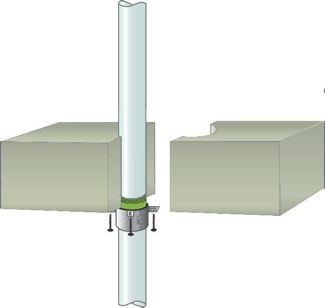 GRAFT FR RØRMANSJETT I DEKKER Plastrør Betongdekker med tykkelse 150mm Tettede åpninger GRAFT FR Rørmansjett Betongskruer eller ekspansjons-bolter mansjett PVC-U & PVC-C RØR 32 1.9 3.