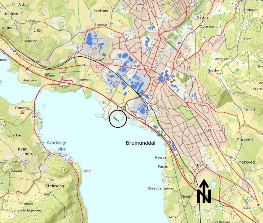 Figur 2 Oversiktskart over tiltaksområdet, småbåthavna ved Mjøsparken Sjøbunnen i båthavna ligger på ca kote 119 moh.