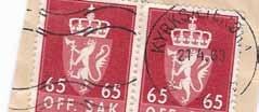 D1 Type: DN Utsendt?? POSTVERKET Litra M Stempel nr. M3 Type: Mh26N-V Utsendt:?? KYRKSÆTERØRA Registrert brukt fra 8.