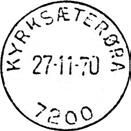 Stempel nr. 9 Type: IIA Utsendt 04.11.1950 KYRKSÆTERØRA Innsendt Registrert brukt fra 14-1-56 KjA til 22-1-60 TK Stempel nr.