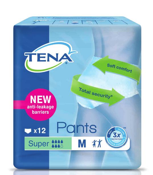 TENA Pants Middels/tung inkontinens I bruk TENA Pants både ser ut og fungerer som undertøy, og tas av og på som en vanlig truse. Dette gjør produktet spesielt egnet til selvhjulpne brukere.