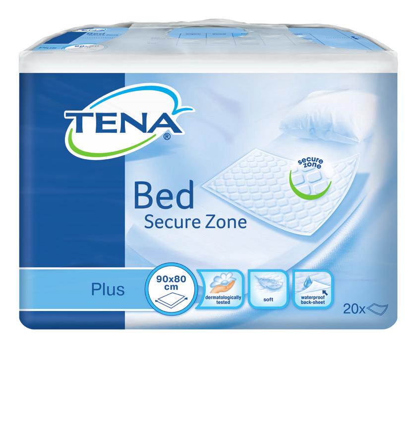 TENA Beskyttelse Senge- og stolbeskyttelse TENA Bed Sengebeskyttelse brukes i tillegg til et inkontinensprodukt, når risikoen for lekkasje til seng, stol eller liknende er stor.