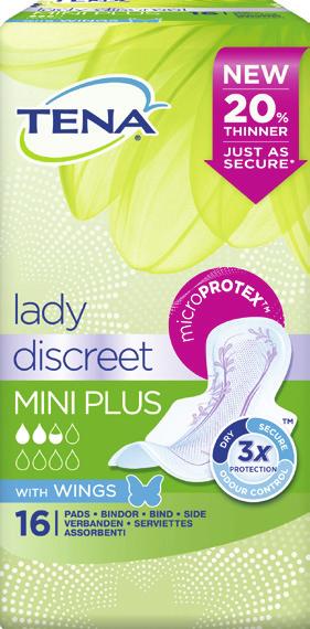 I tillegg inneholder alle TENA Lady Fresh Odour Control TM som hemmer utviklingen av lukt.