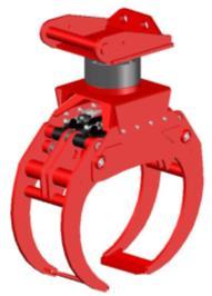 Snabbfäste mot grävmaskin Grip med inbyggd rotator till sådana grävmaskiner som inte är utrustade med rototilt Platt rotator som är konstruerad för stum montering mellan fäste och grip Grip Position