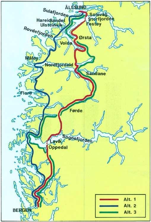 Etter handsaming av rapporten valde Stortinget at Kyststamvegen skulle følgje alternativ C1, bortsett frå mellom Nordfjordeid og Volda, der den skulle gå via Hornindal og Kvivsvegen.