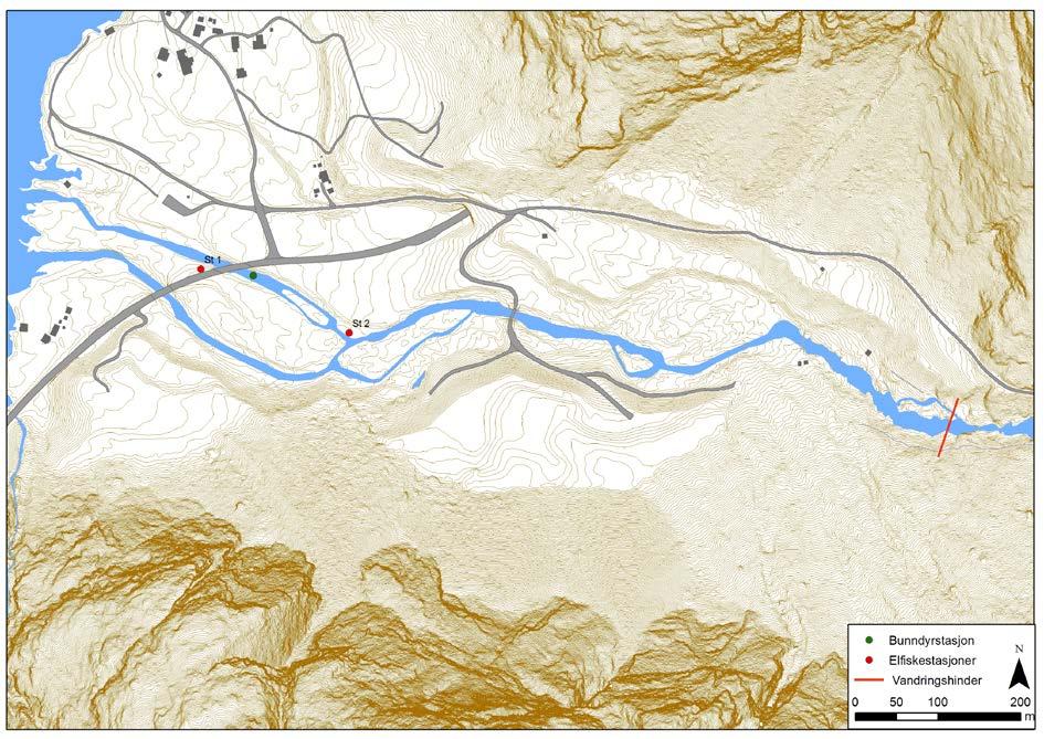 7 Øyreselva 7.1 Beskrivelse av vassdraget Øyreselva (NVE vassdragsnr. 046.4Z) renner ut i Nordrepollen i Hardangerfjorden og har sitt utspring fra fjellområdene ved Folgefonna.