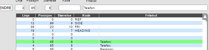 Page 7 of 16 For selve teksten «Telefon» må du legge inn en egen linje: Når du skal skrive fritekst skal du ikke bruke kodefeltet, men skriv inn friteksten slik du vil den skal komme på fakturaen.