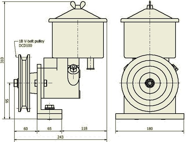 Pumpe 12 og 22 l/min kan leveres med magnetkobling. Hydraulic pump type RSSØYKB03 comes with dia 100 mm V-belt pulley without clutch.