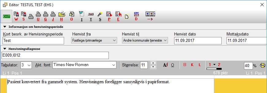 Innsending av behandlerkrav med henvisningsinformasjon for avtalespesialister.