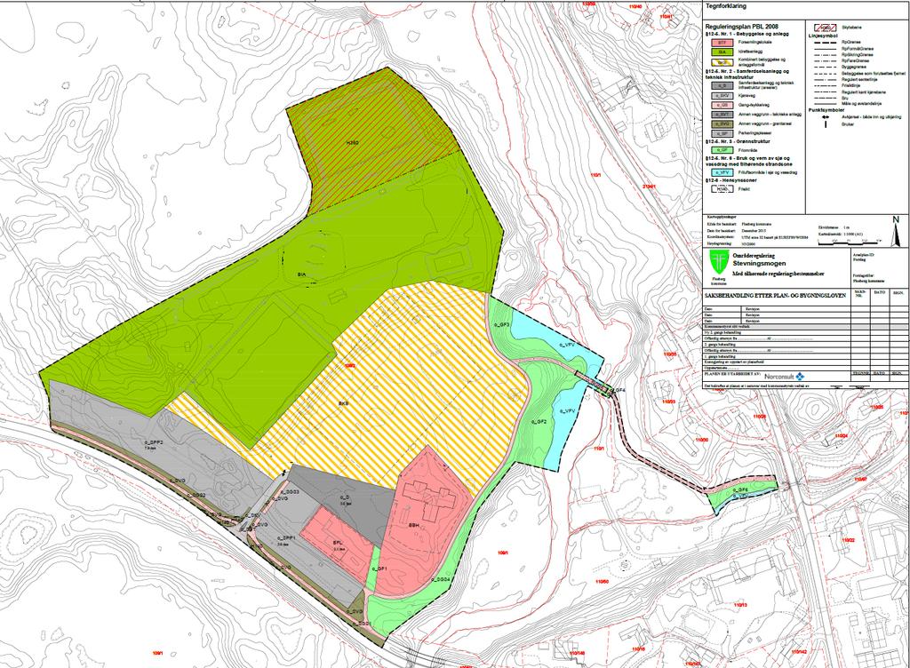Plankartet og byggeområdet : Kombinert bebyggelse og anlegg, felt BKB (Undervisning og idrett BYA ca.
