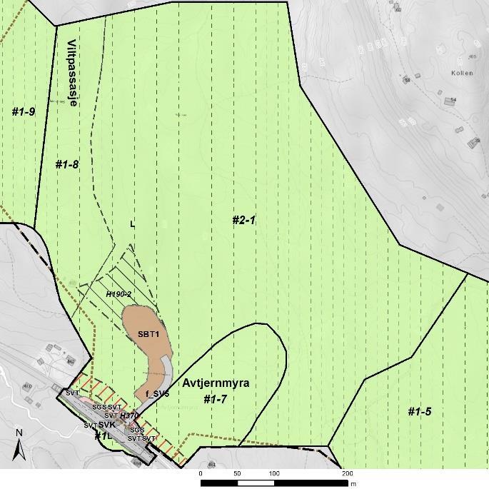 Delområde 3 Avtjerna midt: Midlertidig situasjon Arealet som er avsatt til midlertidig anleggsområde er redusert med ca. 2 daa mot Avtjernsetra.