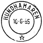 84 TK Brevhuset HUNDHAMAREN ble lagt ned 30.09.1962, og omgjort til poståpneri.