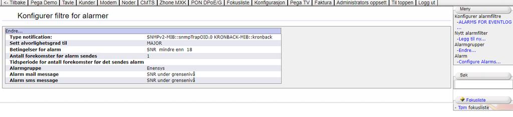 melding og hvilke gruppe alarmfilteret hører til. 4. Lagre. Dette vil da også fortsette å vise filteret som nettopp ble opprettet.