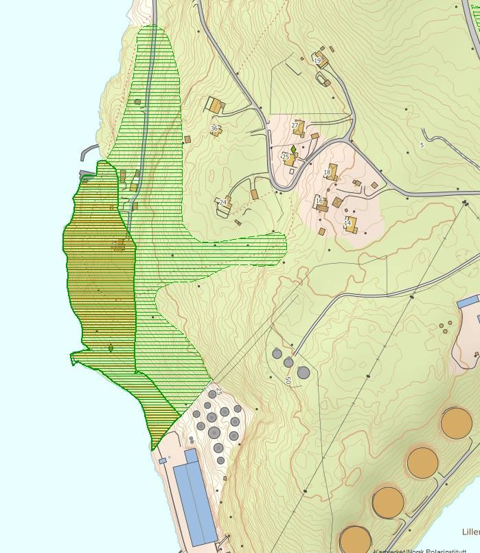 Naturbasekart: Slåttemarken er det grønne og oransje