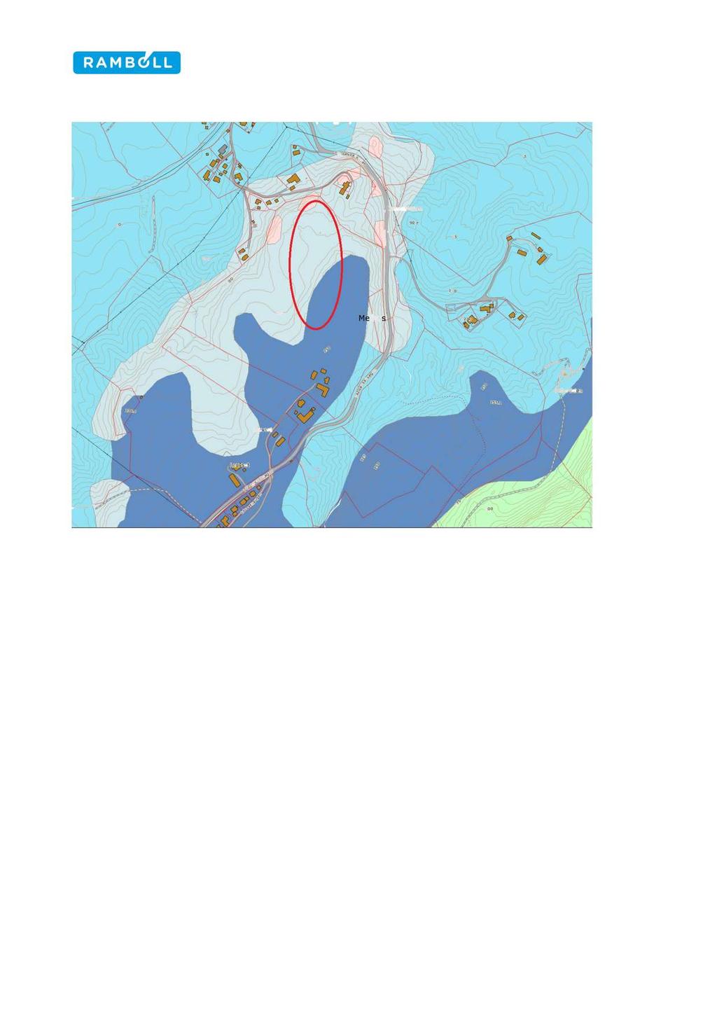 Figur 1: Kvartærgeologisk kart over området (www.gu.o) Mari grese i området ligger på ca. +174 ifølge NVE sie ettsider. Koteivå i tiltaksområdet ligger på ca.