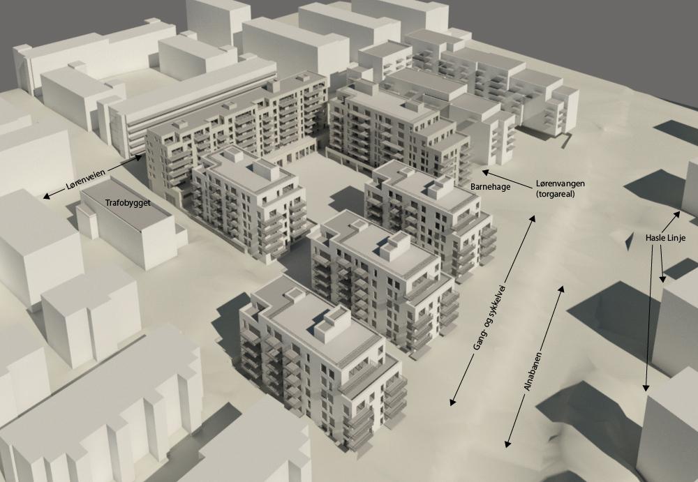 Kvalitetsprogram energi og miljø 6 4 BESKRIVELSE AV UTBYGGINGSPROSJEKTET Planområdet ligger nederst på Lørenplatået, på en flate i landskapet mellom Oslos amfi landskap og inngangen til Groruddalen