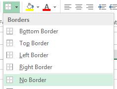 برای حذف هر کدام از این کادرها کافیست از لیست باز شده گزینه NO BORDER را انتخاب