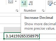 ابزار DECREASE DECIMAL این ابزار برای کاهش تعداد ارقام اعشار در یک سلول بکار میرود و عکس ابزار INCREASE DECIMAL رفتار میکند.