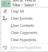 ابزار CLEAR این ابزار شامل چند گزینه برای پاک کردن محتویات سلولها یادداشتهاو سایر موارد میباشد. از آنجایی که قبال در این کتاب در مورد این موارد صحبت شده از توضیح مجدد آن چشم پوشی میکنیم.
