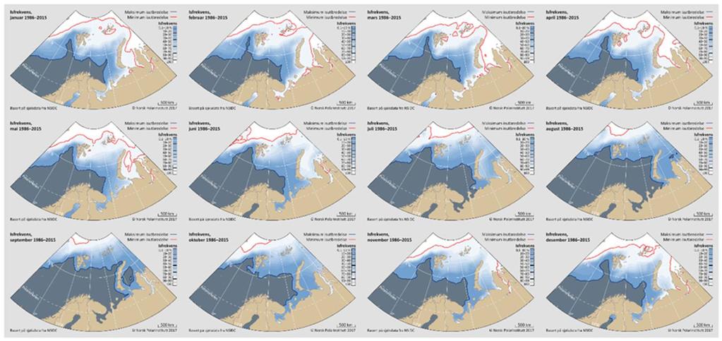 Isfrekvens angir hvor ofte iskonsentrasjonen er >15 % i en gitt periode innenfor et gitt område.