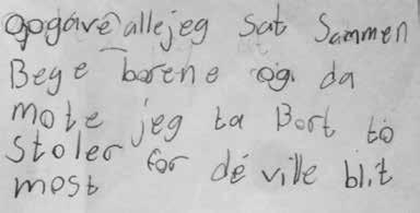 «Aleksander, du har fått 8 stoler.» Flere var enige om at det var 8 stoler rundt 2 bord. Hvordan kunne dette ha seg? «Snakk med læringspartner om hvorfor Aleksander har fått 8 stoler.