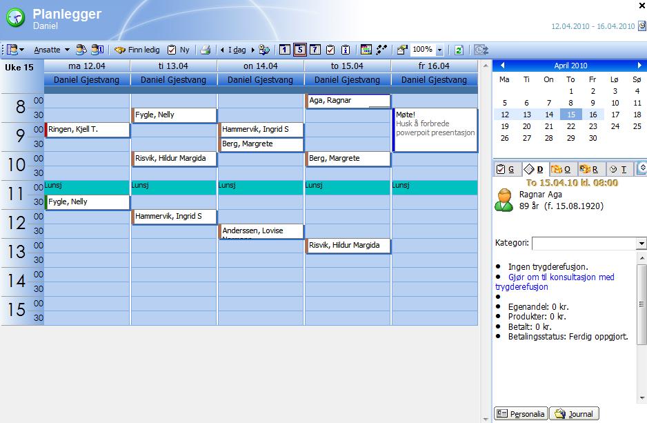 8 Planleggeren Planleggeren i Extensor 05 er ikke ulik den mange er vant til å benytte i MS Outlook.