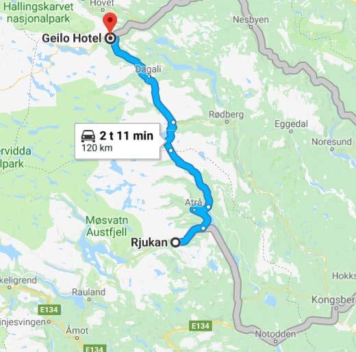 Det har ikke vært mulig å finne noe lignende informasjon for Telemark. 3.4 Om samferdsel Reisestrekninger I dag er det en omveg for reisende fra Rjukan til Numedal på vinterstid.