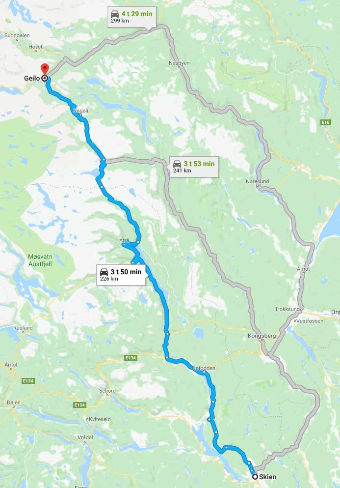 Med litt lengre reiseruter f. eks. Geilo-Skien/Porsgrunn er det minimale forskjell i kjøretid ved å benytte Imingfjell. For lange reiser f.eks. Larvik og videre østover anbefaler Google maps reiseveg via Fv.