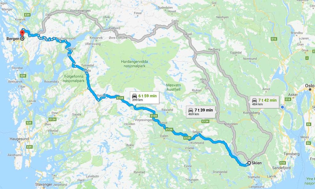 Vegen er ikke bred nok for oppmerking med midtlinje. Da må det være minimum 6 meter og ha tilfredsstillende siktforhold. Minimum siktlengde for oppmerking av kjørefeltlinje er 280 meter.