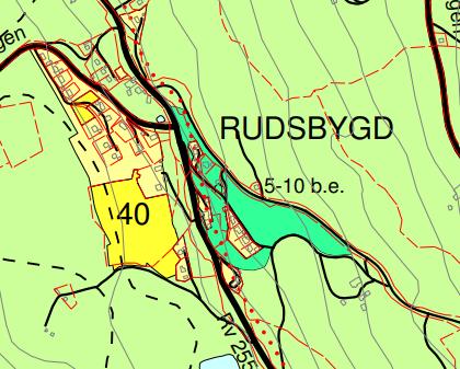 Område LNFb Rudsbygd Maks. antall boenheter 10 boenheter Ingenting omsøkt bygget i siden vedtak av kommuneplanens arealdel 2011-2024. 13,5 km Ikke nærhet til bybusstopp. Annet busstopp ved området.