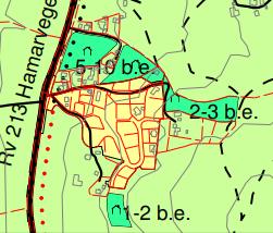 Område LNFb Søre Ål Maks. antall boenheter 15 boenheter Ingenting omsøkt bygget i siden vedtak av kommuneplanens arealdel 2011-2024. 4 km 1 km, annet busstopp: ca.