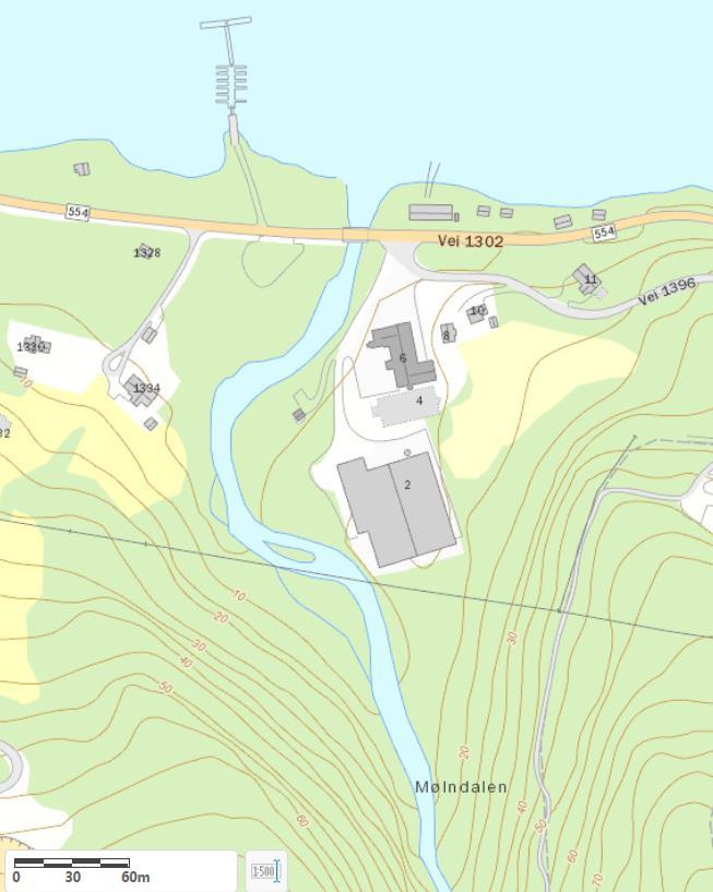 Planlagt anleggsbygg Figur 2 Kart som viser hvor planlagt vanngjenvinningsanlegg skal bygges.