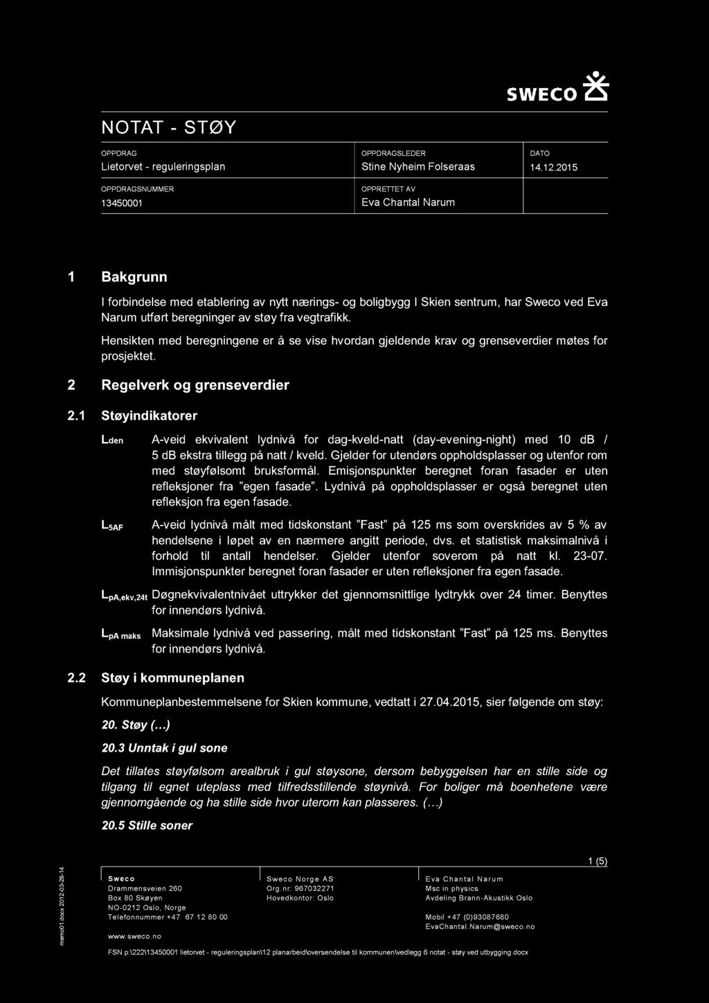 NOTAT - STØ Y OPPDRAG Litrvt - rgulringsplan OPPDRAGSNUMMER 45 OPPDRAGSLEDER Stin Nyhi Flsraas OPPRETTET AV Eva Chantal Naru DATO 4.