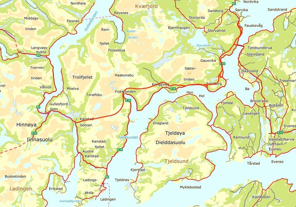 Kartskisse 5. Bomstasjonsplassering ÅDT fra tellinger ÅDT modellberegnet 2018 Ny veg Dagens veg Uten bom Med bom Rv. 83 Leikvika ny veg 4500 4500 Rv.