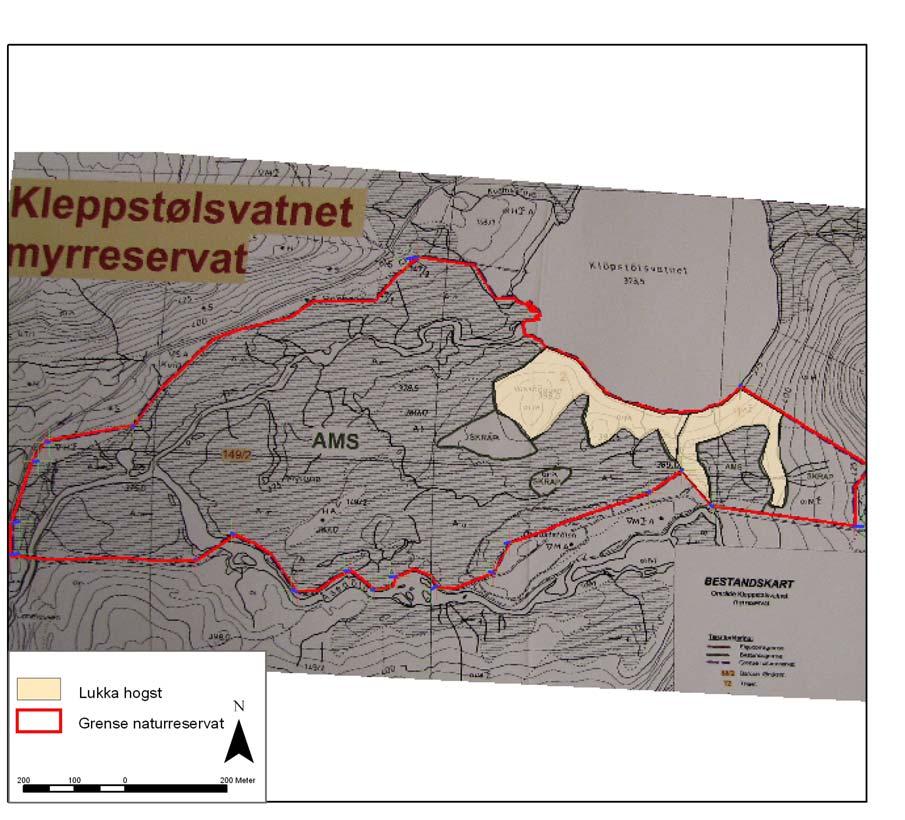 Figur 1 Bestandskart over området med avmerking