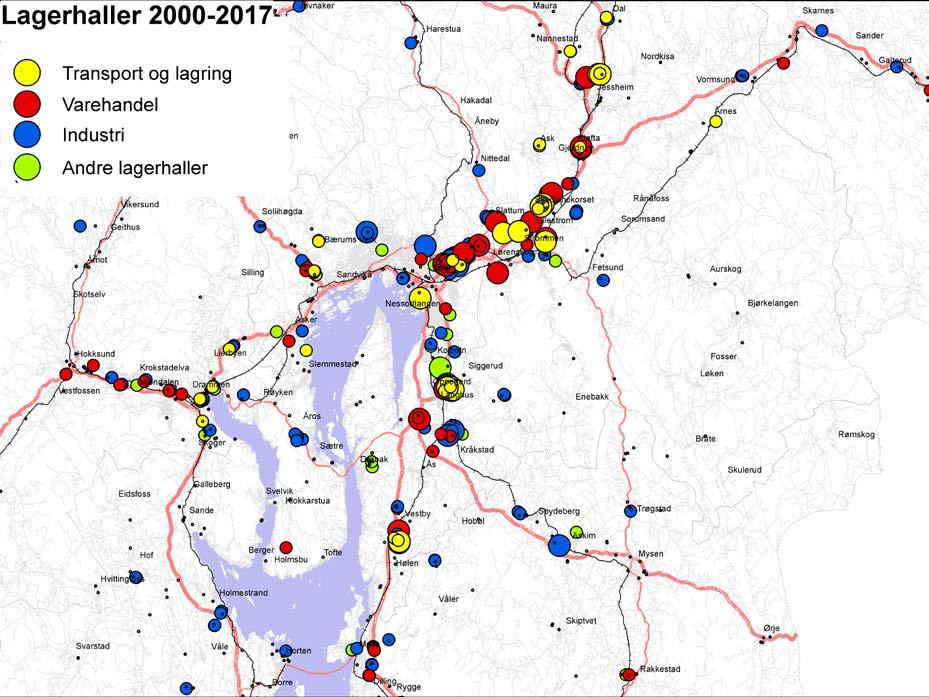 Matrikkelen (GAB) Nye lagerhaller i perioden 2000 til 2017 i Osloregionen: Registerdata Informasjon om