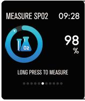 SpO2-/oksygenmetningsmonitor Trykk lenge på Sp02-siden for å starte å måle